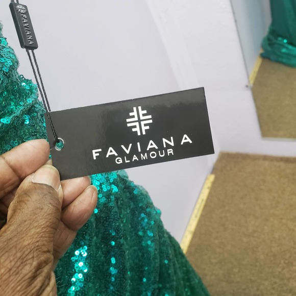 Green Sequin Dress Faviana #10638 - Picture 6 of 6